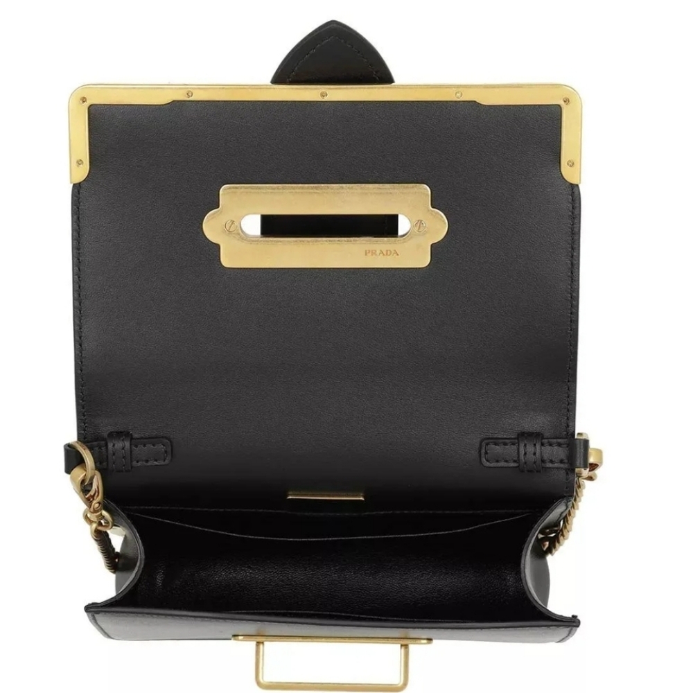 Brand New! RARE! Authenticated Prada CAHIER BAG Black and Gold Chain Bag. - Picture 3 of 16